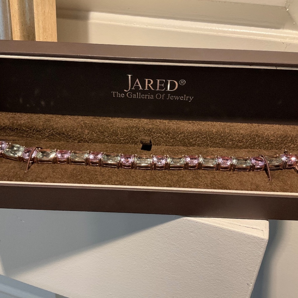 41 carat green amethyst & rose de France bracelet